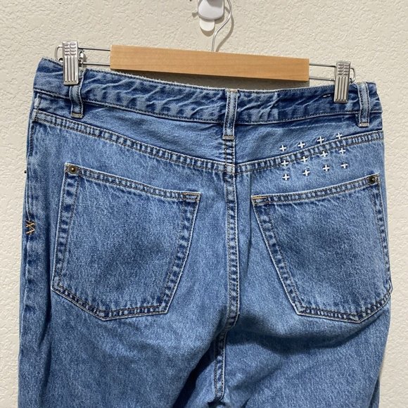 KSubi Blue Women’s Jeans Size 30” X 27 Raw Hem Chlo wasted Bae Blue high Waist - Picture 4 of 16